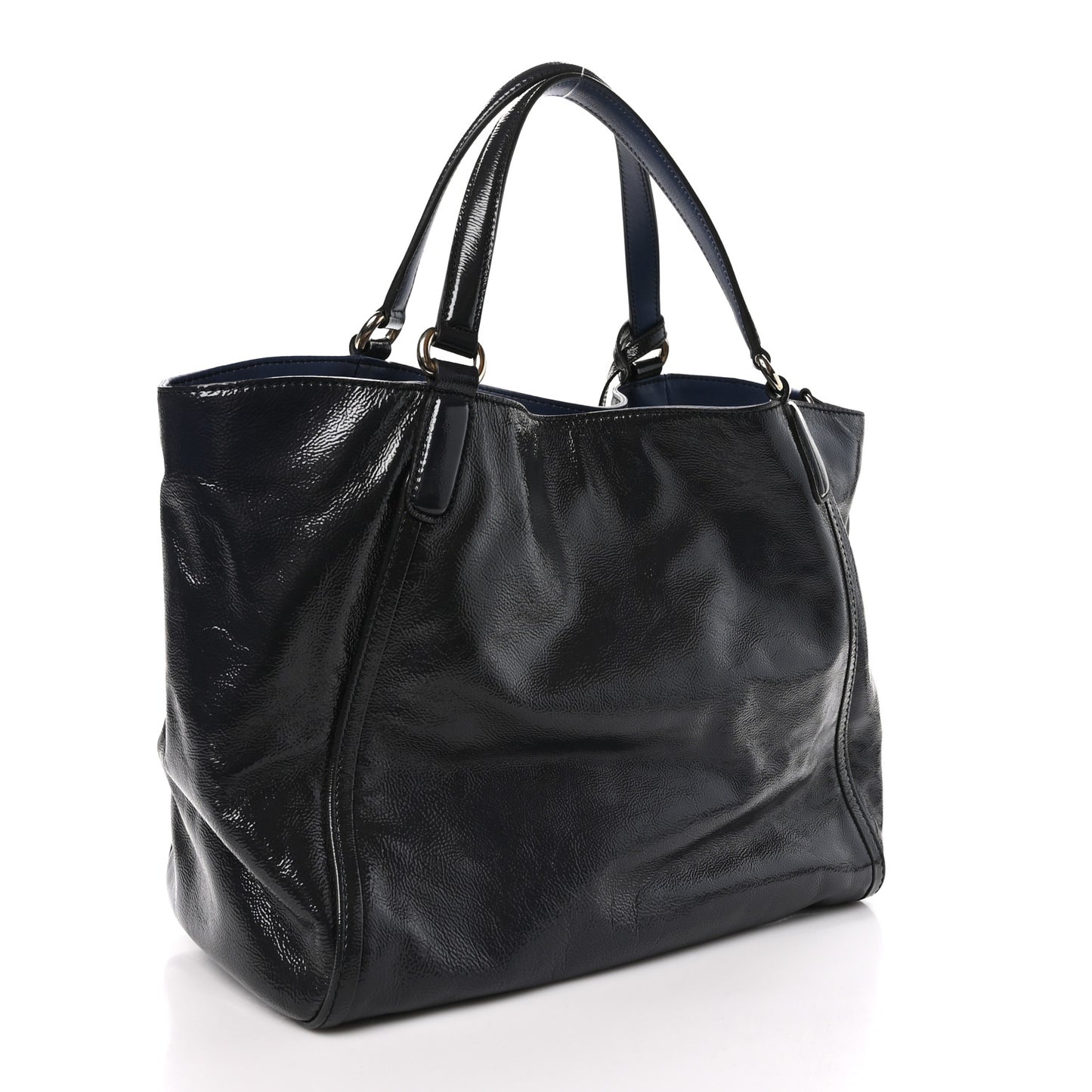 Vernice Naplack Medium Soho Chain Shoulder Bag Uniform Blue