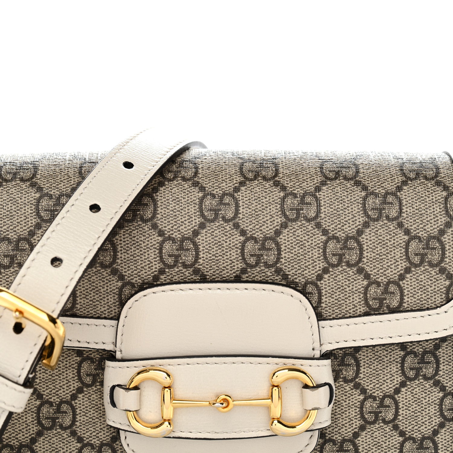 Gucci GG Supreme Monogram Web Mini Horsebit 1955 Shoulder Bag Beige Mystic White 7 of 13