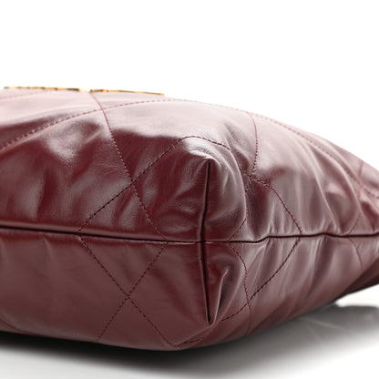 Chanel Shiny Calfskin Quilted Small Chanel 22 Burgundy 12 of 13
