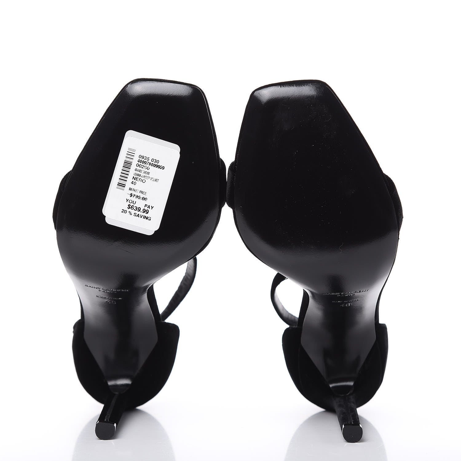 Saint Laurent Velvet Amber 105 Ankle Strap Sandals 40 Black 5 of 12