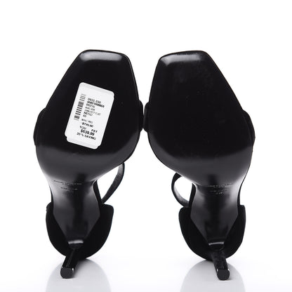 Saint Laurent Velvet Amber 105 Ankle Strap Sandals 40 Black 5 of 12