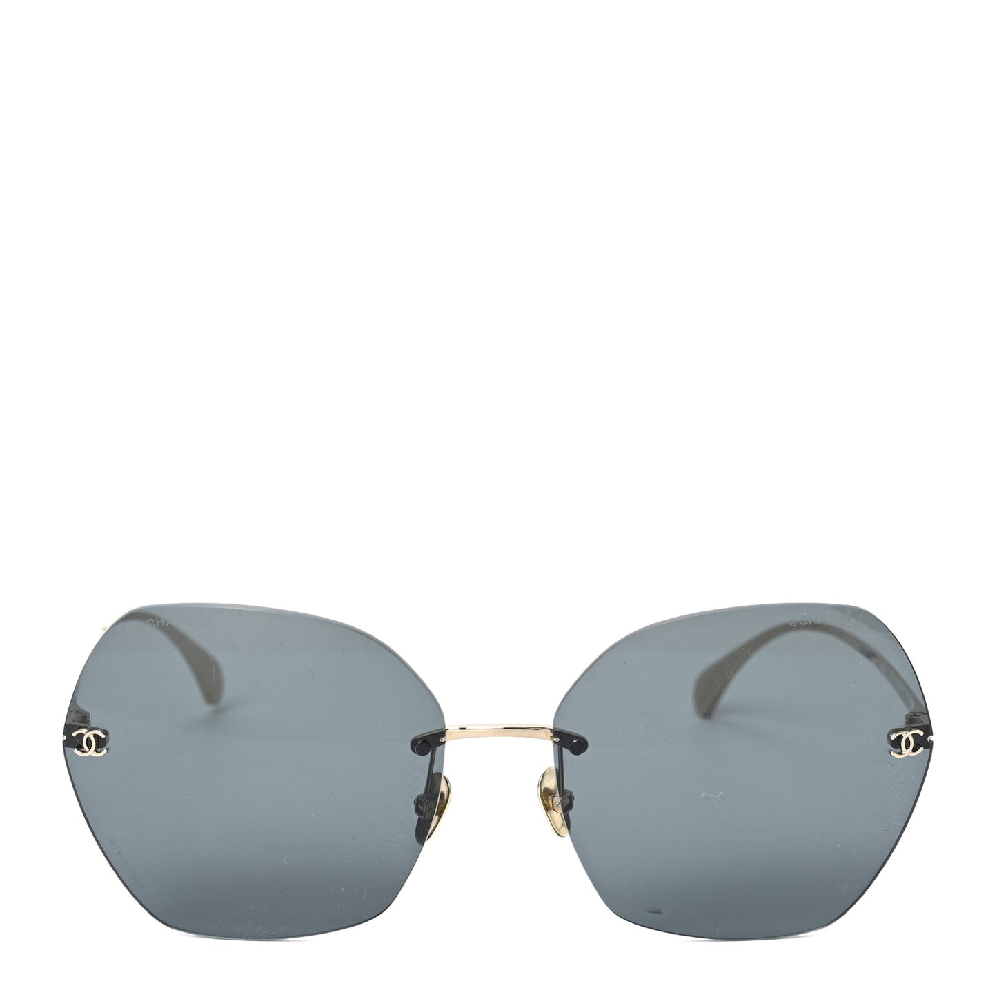 Titanium Rimless Square Sunglasses 4271-T Gold Black