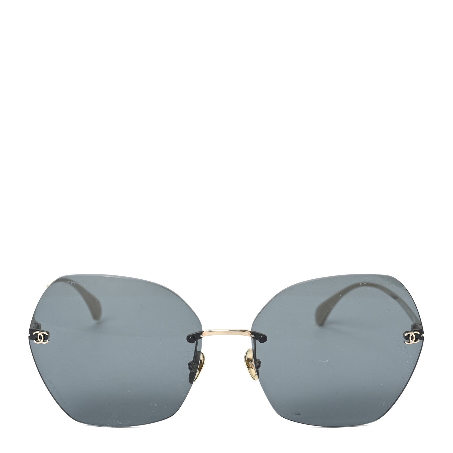 Chanel Titanium Rimless Square Sunglasses 4271-T Gold Black 2 of 6