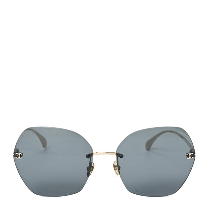 Chanel Titanium Rimless Square Sunglasses 4271-T Gold Black 2 of 6