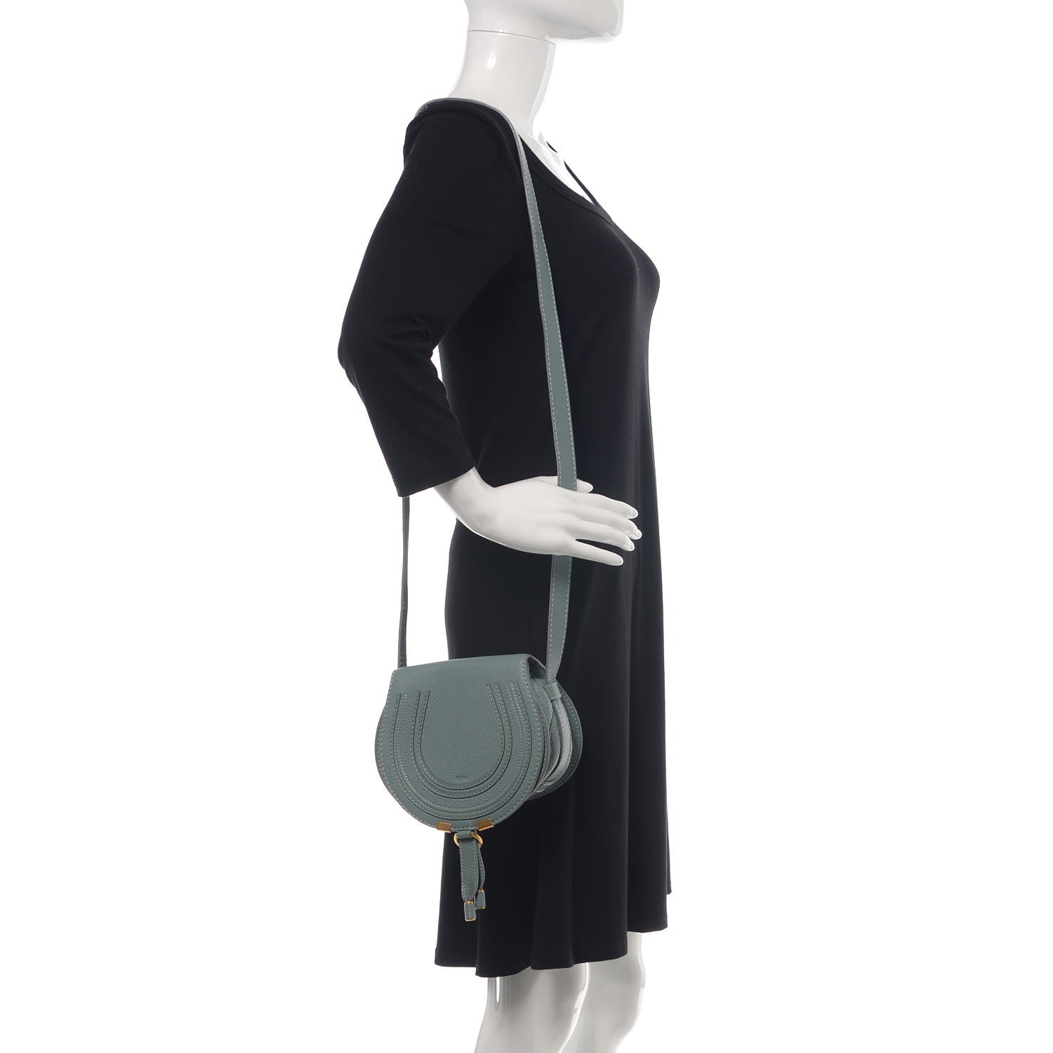 Chloe Calfskin Mini Marcie Round Crossbody Bag Rainy Blue 2 of 7