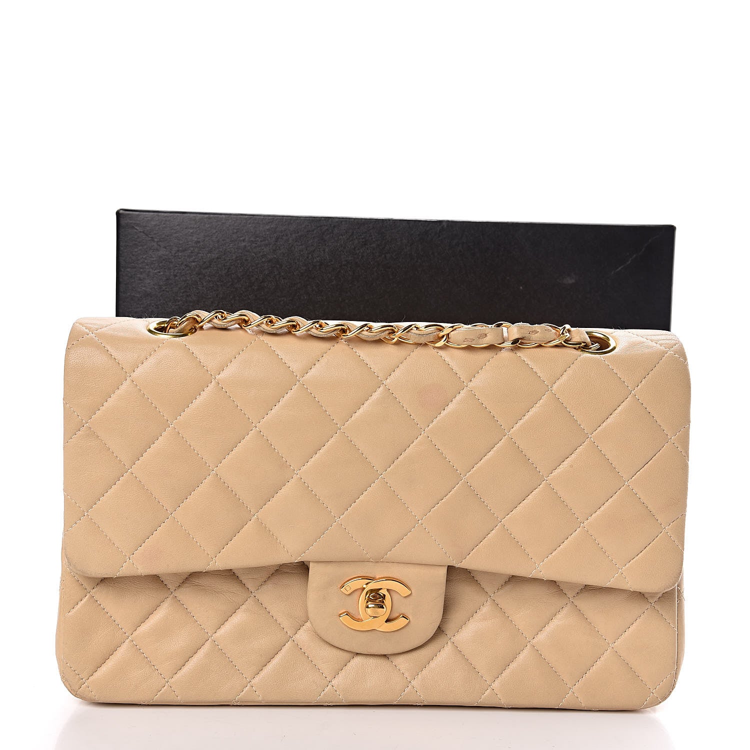 Chanel Lambskin Quilted Medium Double Flap Beige 15 of 15