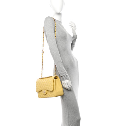 Chanel Caviar Quilted Jumbo Double Flap Yellow 2 of 11