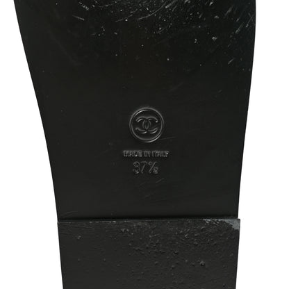Chanel Calfskin Hair Suede Shearling CC Mules 37.5 Black 6 of 8
