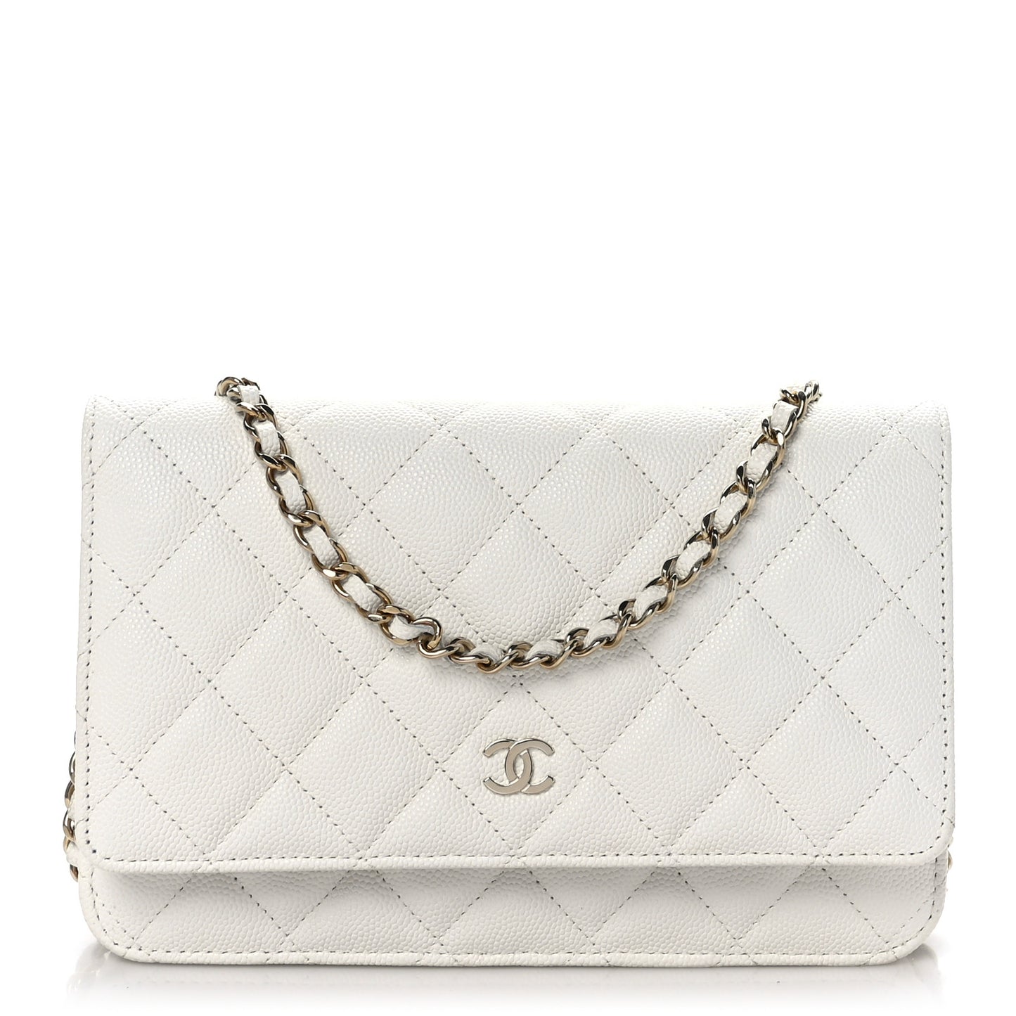 Caviar Quilted Wallet On Chain WOC White