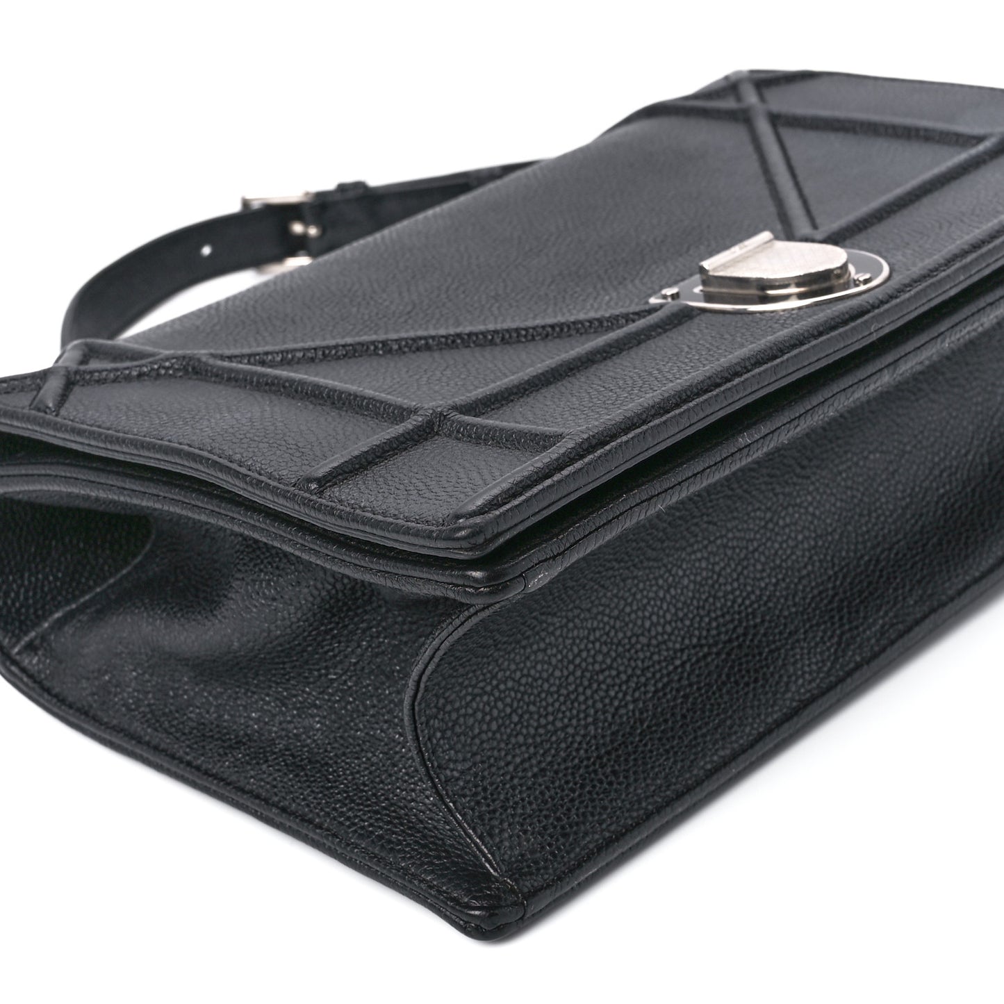 Grained Calfskin Medium Diorama Flap Bag Black