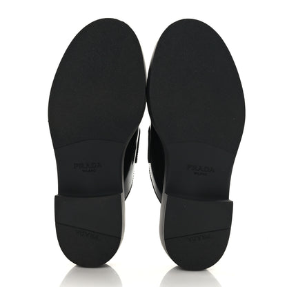 Prada Spazzolato Metal Triangle Logo 40mm Loafer Mules 36 Black 5 of 8