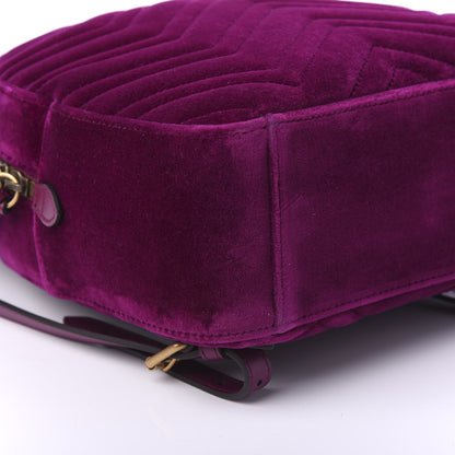 Gucci Velvet Matelasse GG Marmont Dome Backpack Fuchsia Violet Cyclamen 5 of 9