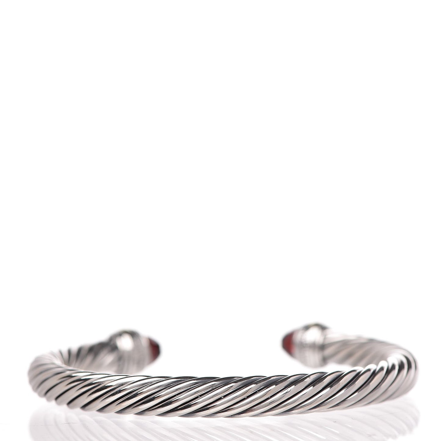 Sterling Silver 14K Yellow Gold Garnet 7mm Cable Classics Bracelet