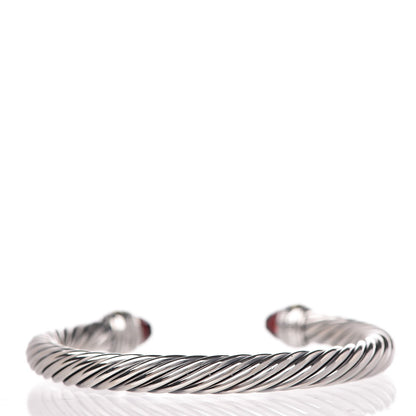 David Yurman Sterling Silver 14K Yellow Gold Garnet 7mm Cable Classics Bracelet 3 of 5