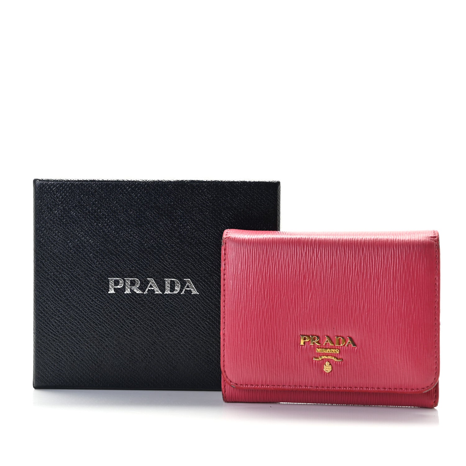 Prada Vitello Move Tri-Fold Compact Wallet Peonia 10 of 10