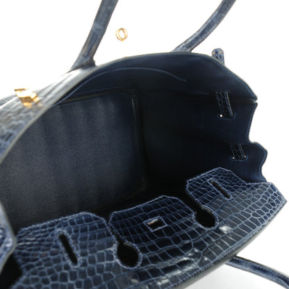 Hermes Shiny Porosus Crocodile Birkin 35 Bleu Abysse 22 of 27