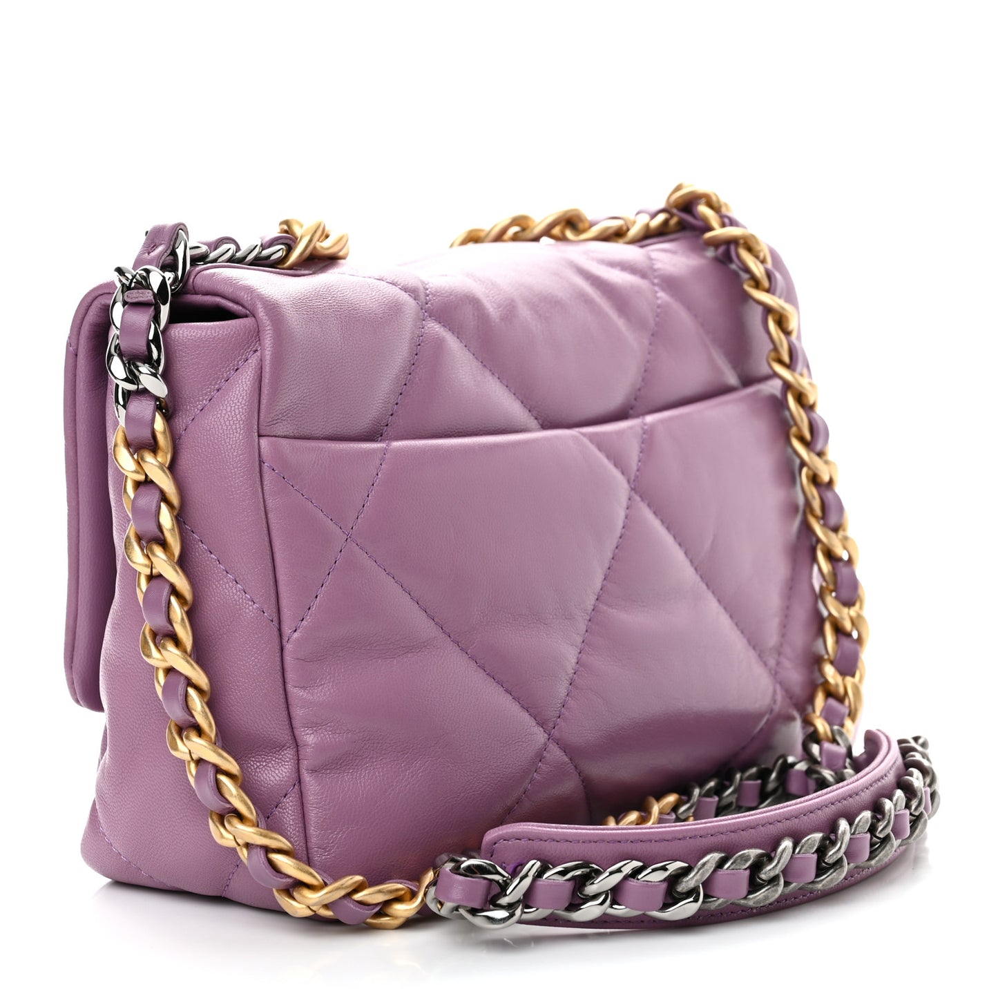 Goatskin Quilted Medium Chanel 19 Flap Violet Purple