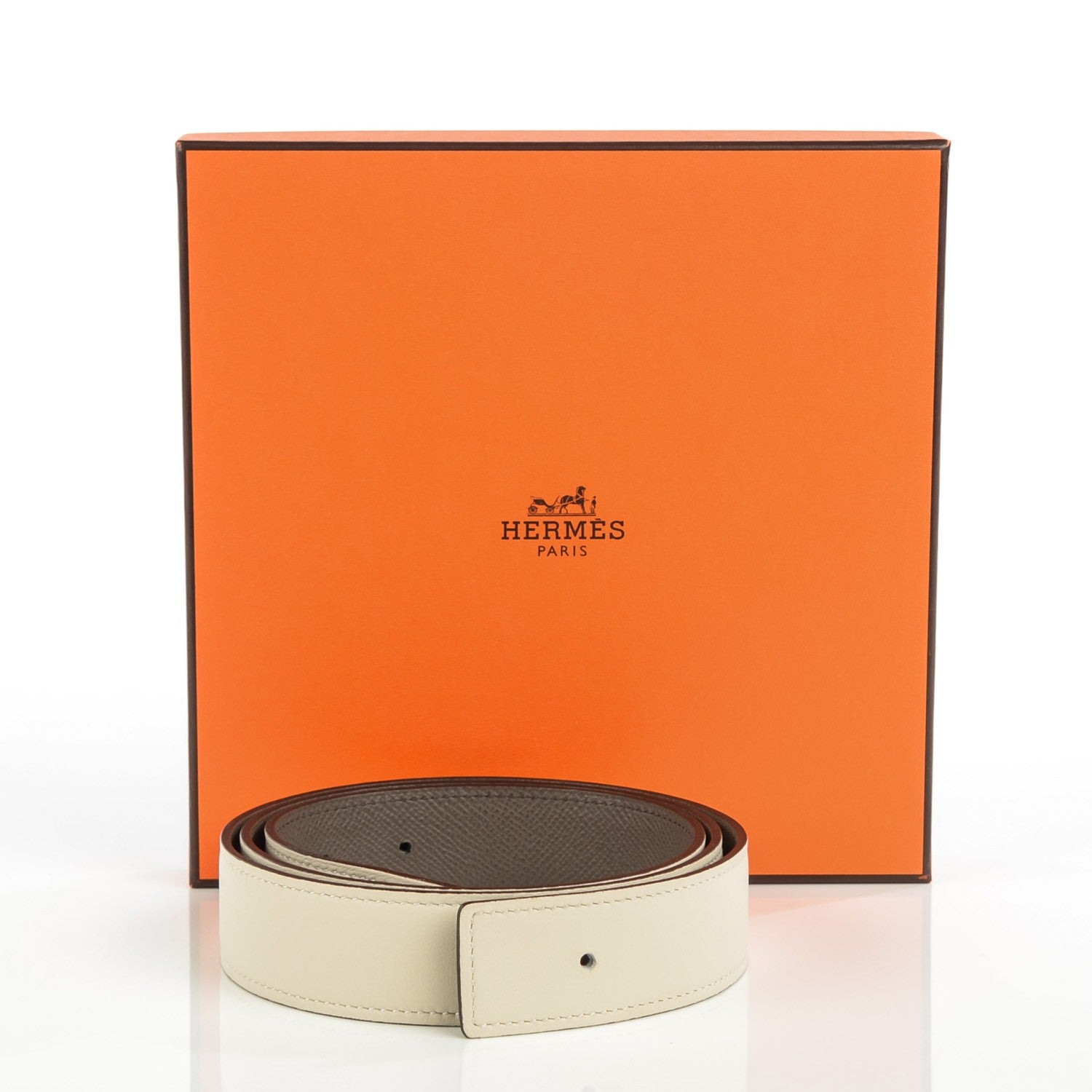 Hermes Epsom Swift 32mm Belt Strap Etain Craie 2 of 5