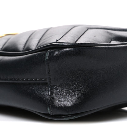 Gucci Calfskin Matelasse Mini GG Marmont Crossbody Bag Black 9 of 10