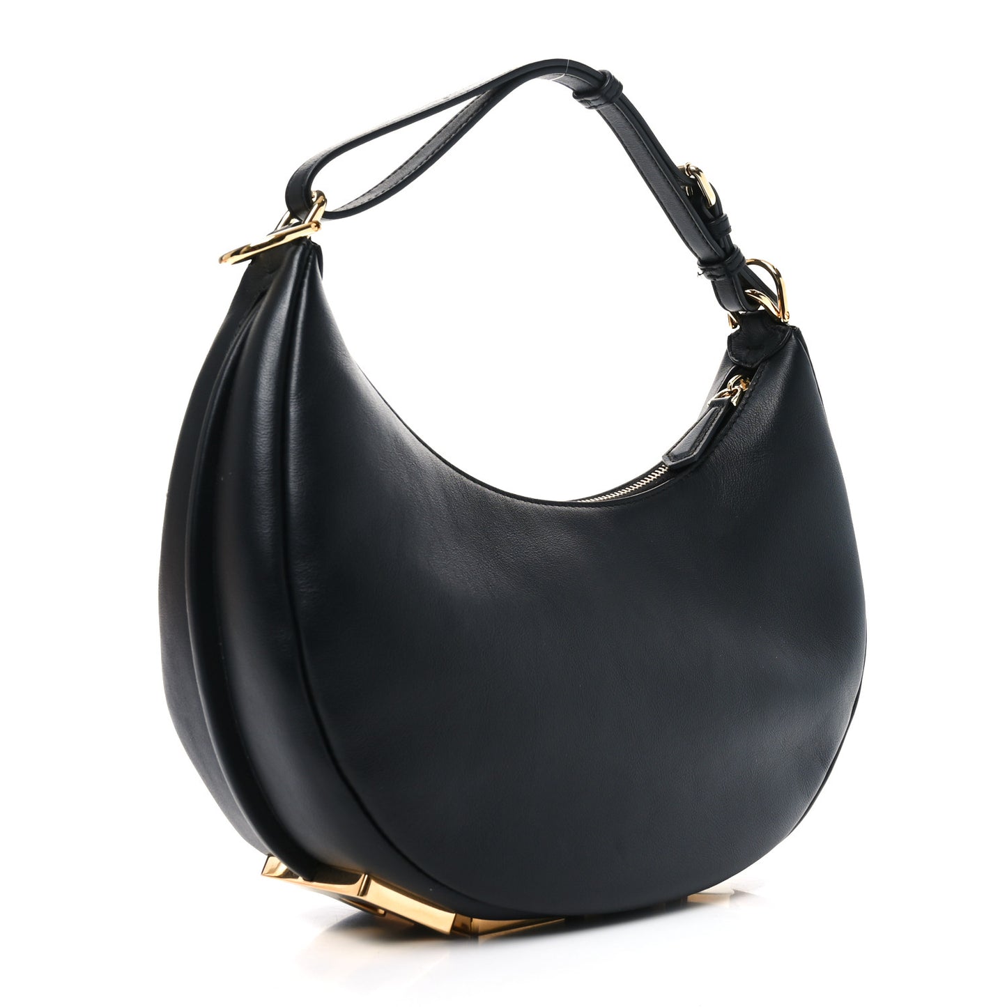 Vitello Grace Matte Small Fendigraphy Hobo Bag Black