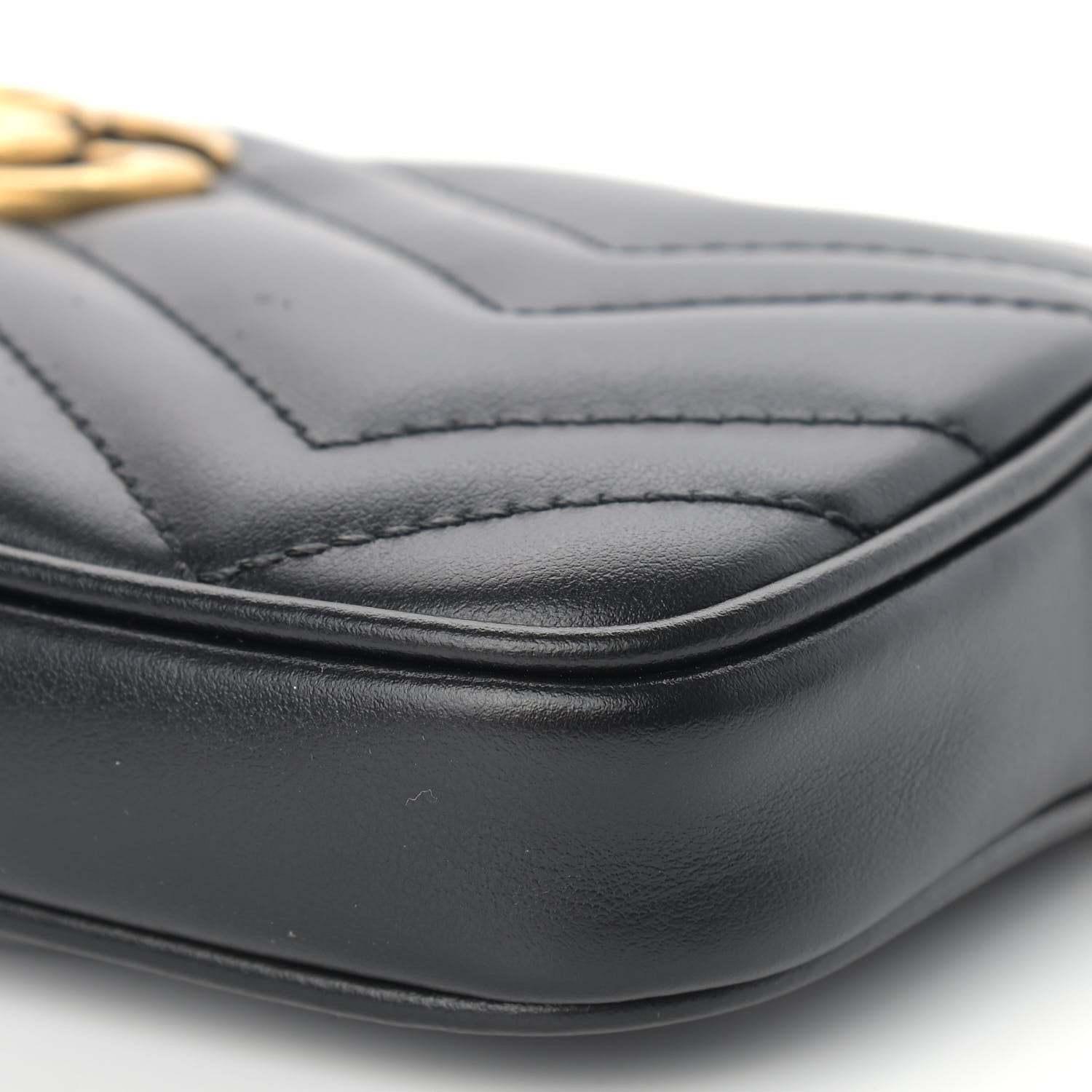 Gucci Calfskin Matelasse Mini GG Marmont Chain Crossbody Bag Black 9 of 9
