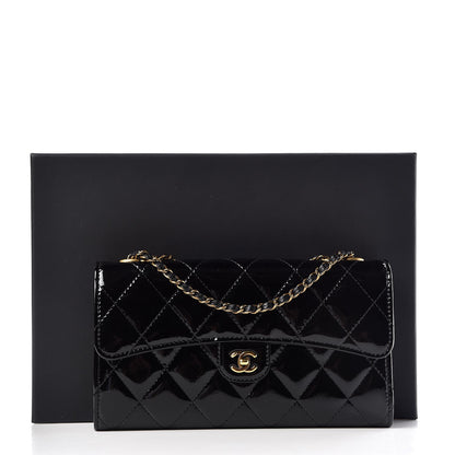 Chanel Patent Goatskin Quilted Small CC Eyelet Wallet On Chain WOC Black 10 of 10