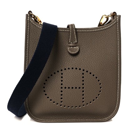 Hermes Taurillon Clemence Amazone Evelyne TPM Etoupe Bleu Indigo 1 of 11