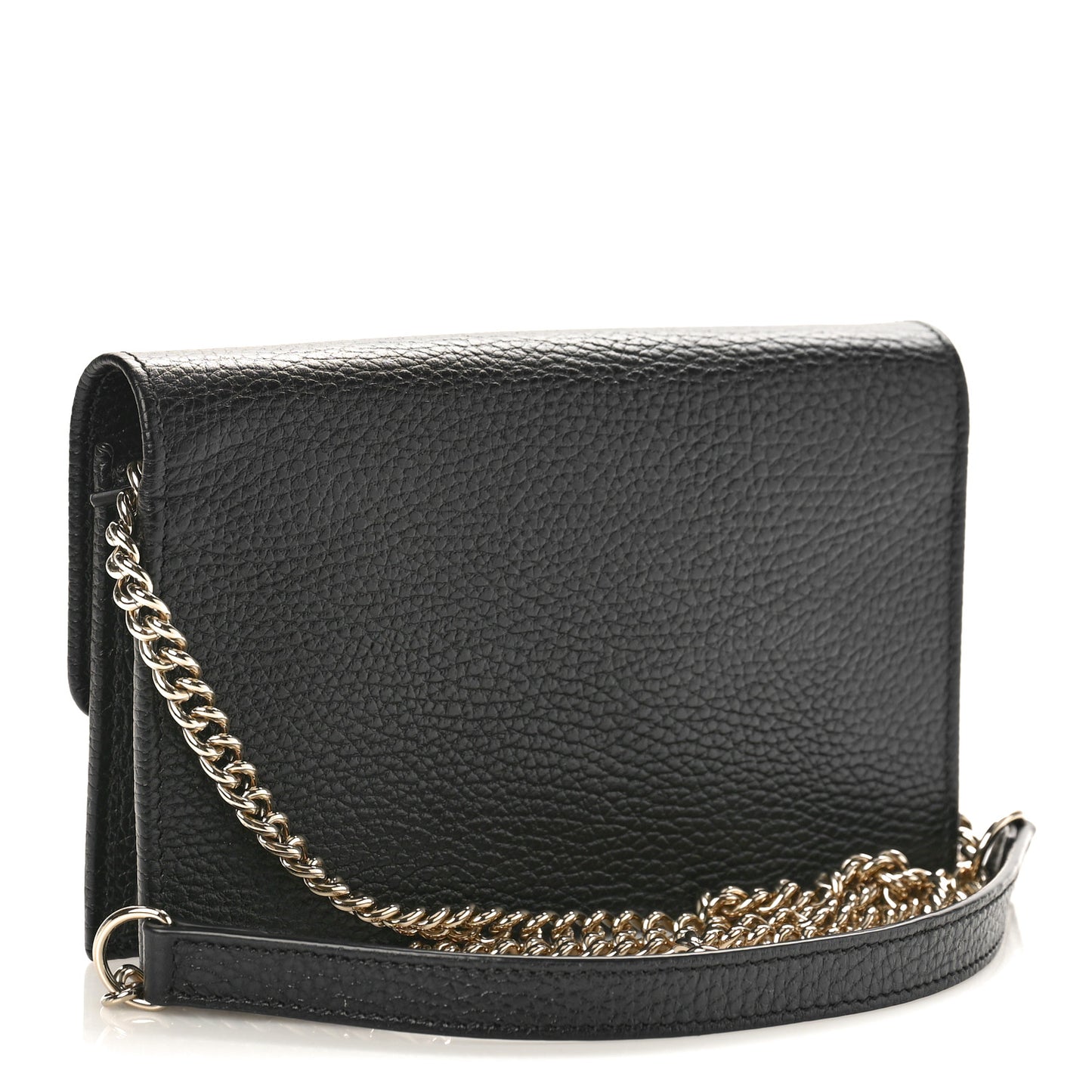 Dollar Calfskin Interlocking G Chain Wallet Black