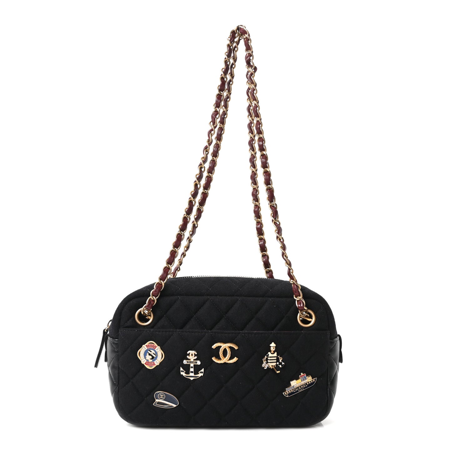 Felt Quilted Paris-Hamburg Charms Camera Case Black