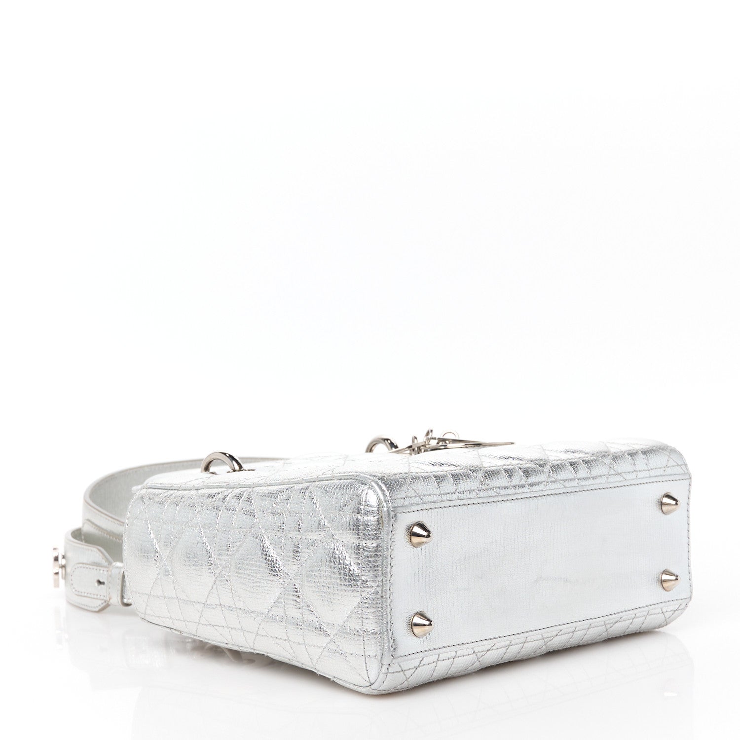 Christian Dior Metallic Grained Calfskin Cannage Small Lucky Badges My Lady Dior Silver 4 of 10