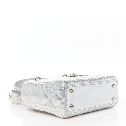 Christian Dior Metallic Grained Calfskin Cannage Small Lucky Badges My Lady Dior Silver 4 of 10