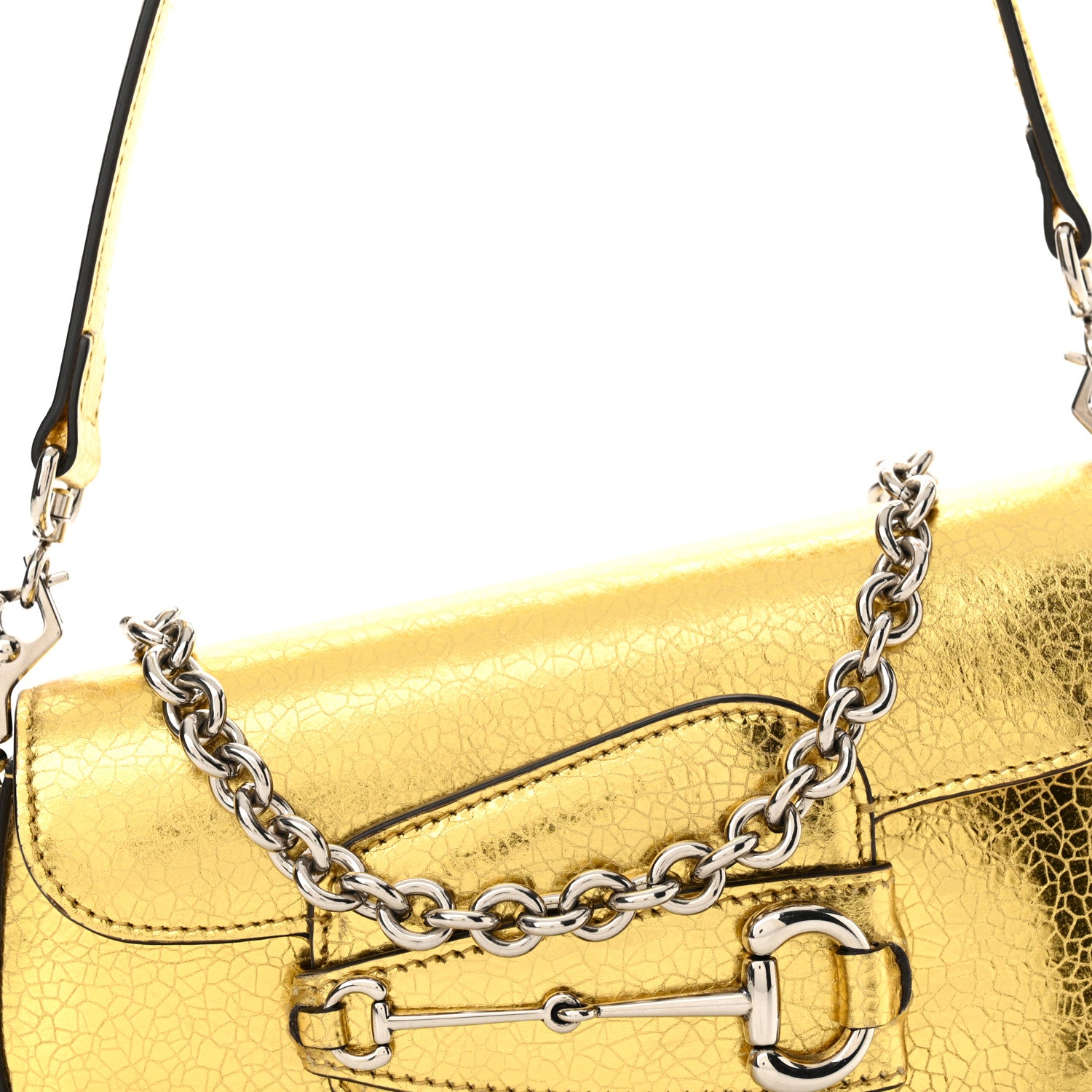 Gucci Metallic Calfskin Mini Horsebit 1955 Asymmetric Shoulder Bag Gold 8 of 11