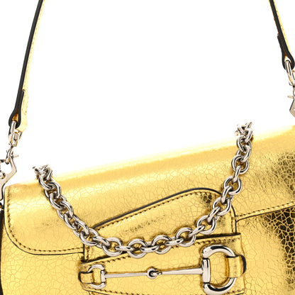 Gucci Metallic Calfskin Mini Horsebit 1955 Asymmetric Shoulder Bag Gold 8 of 11