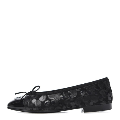 Chanel Patent Suede CC Cap Toe Ballerina Flats 35.5 Black 1 of 16