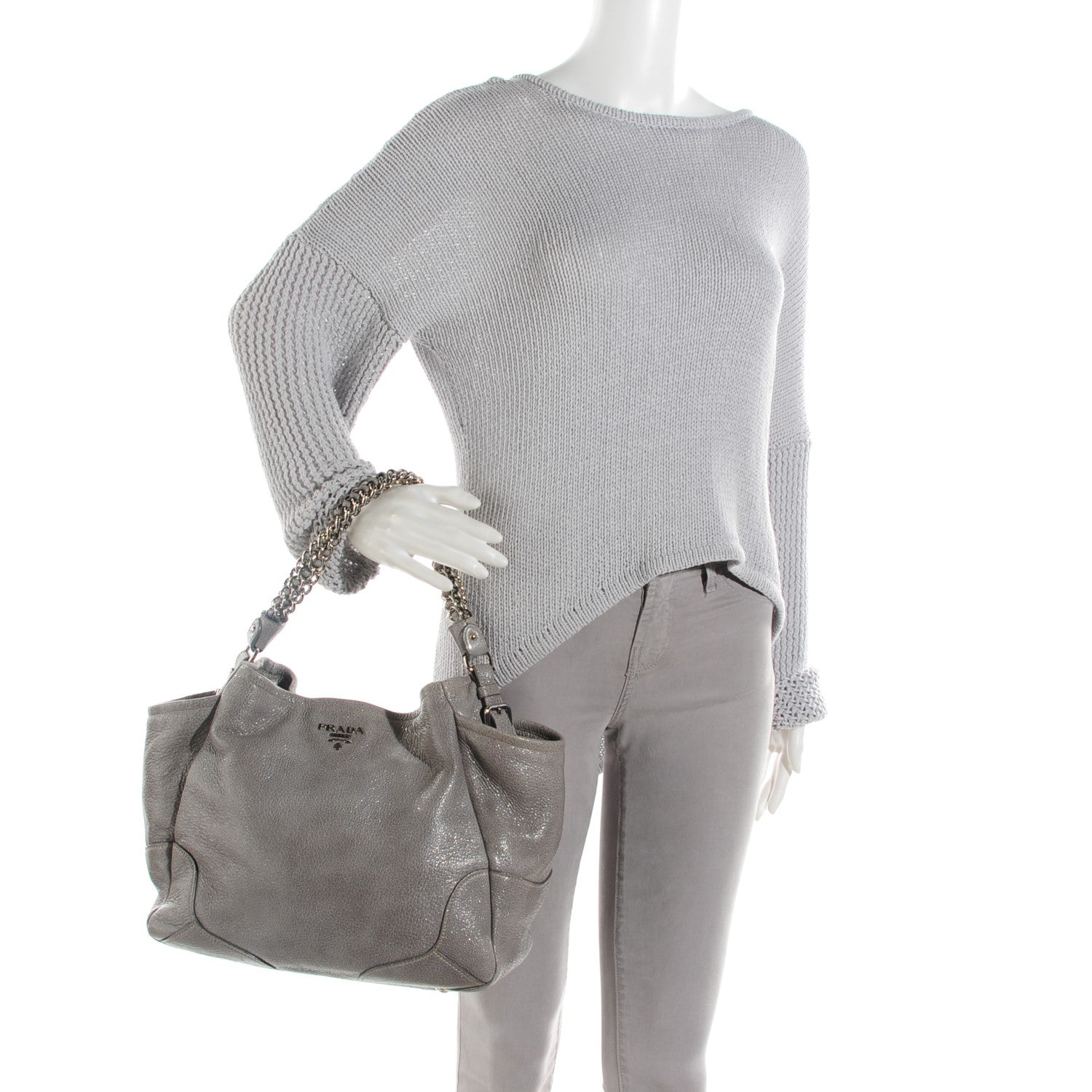 Prada Cervo Lux Chain Shoulder Bag Astro 2 of 8