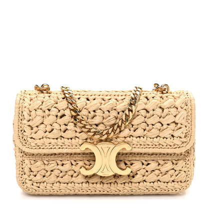 Celine Raffia Effect Claude Chain Shoulder Bag Natural 1 of 9