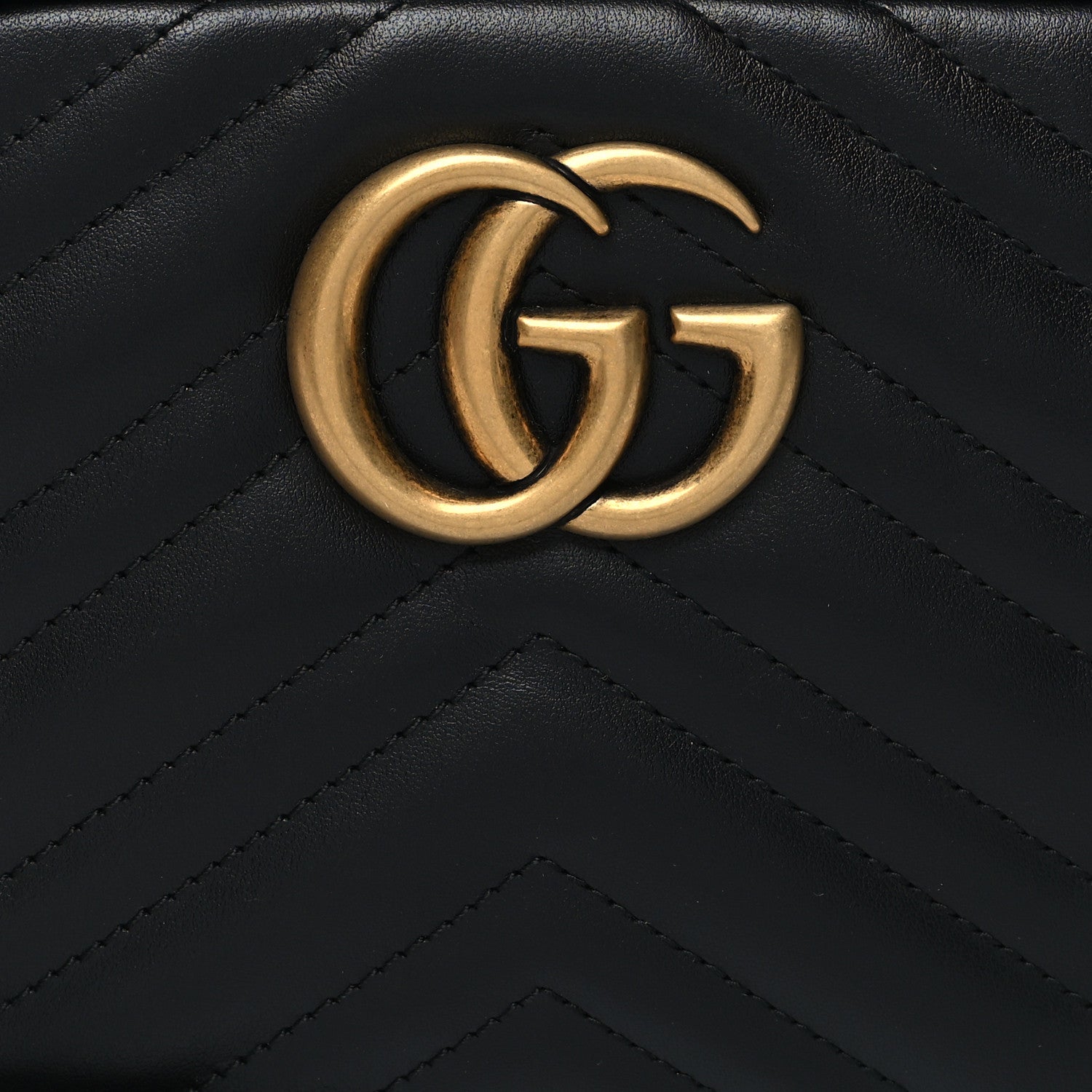 Gucci Calfskin Matelasse Small GG Marmont Chain Shoulder Bag Black 8 of 10