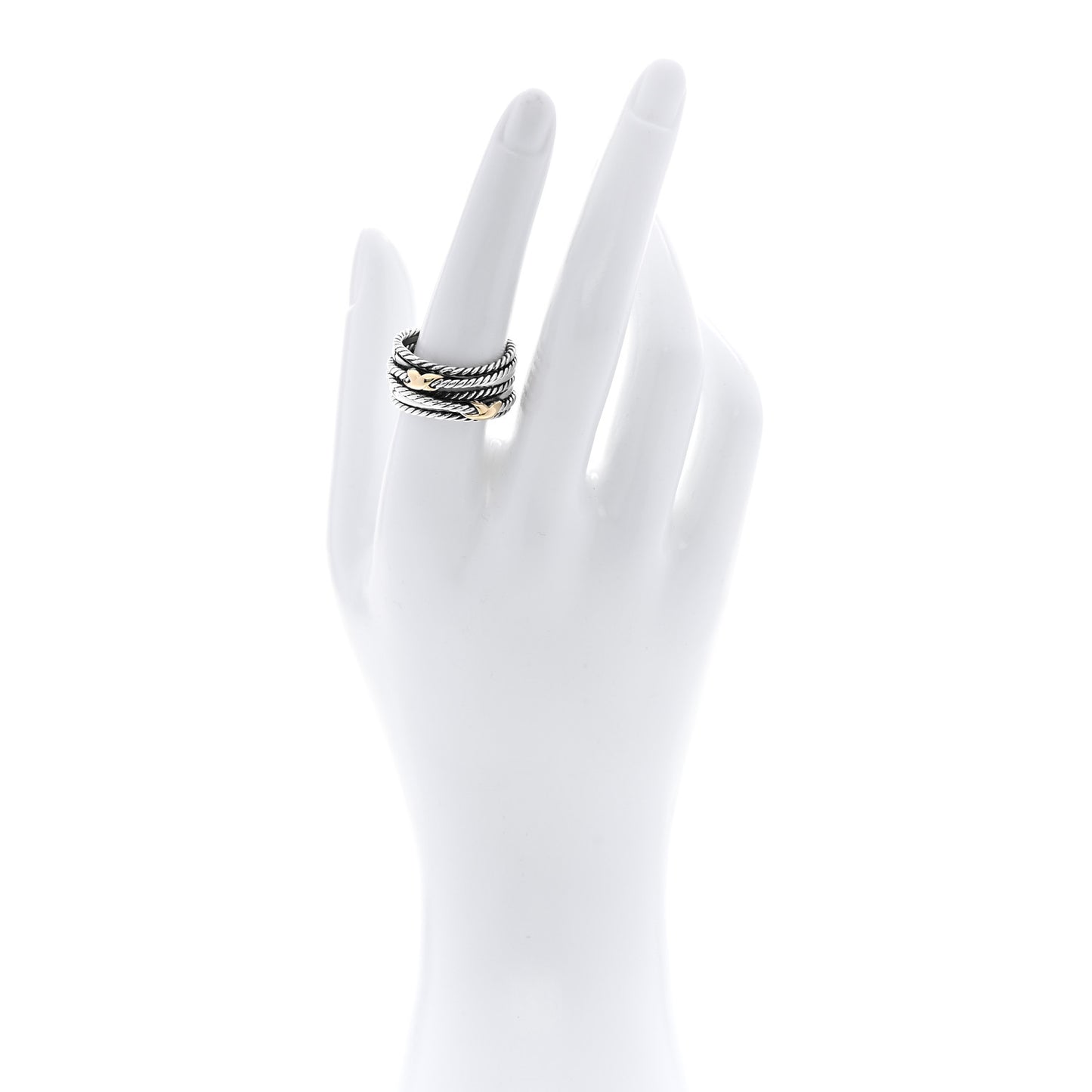 Sterling Silver 18K Yellow Gold Double X Crossover Ring 58 8.25