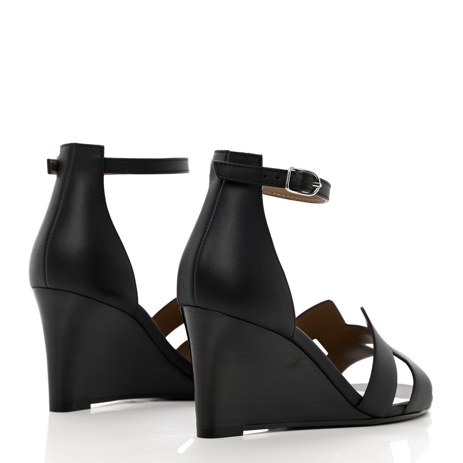 Hermes Calfskin Legend Wedge Sandals 35 Black 4 of 9