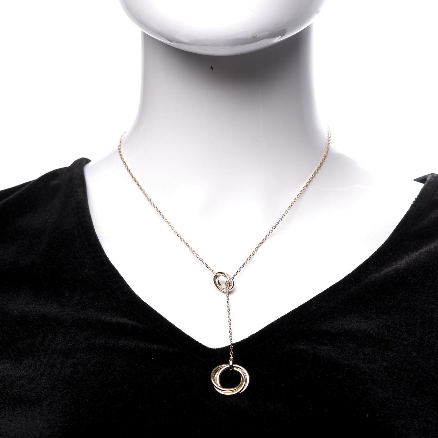 18K Pink Yellow White Gold Diamond Trinity Lariat Necklace