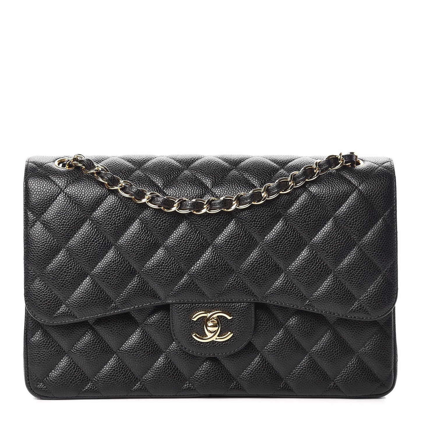 Caviar Quilted Jumbo Double Flap Black