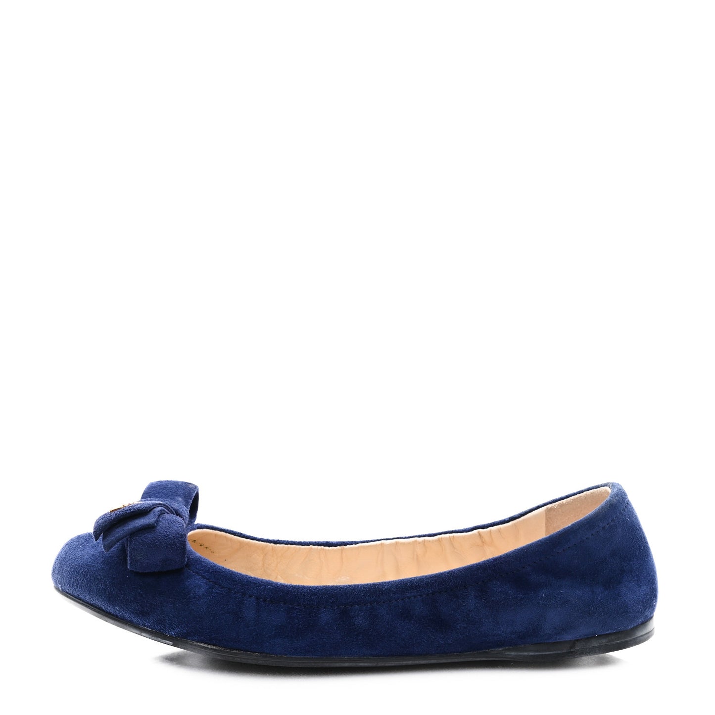 Suede Bow Logo Ballerina Flats 35.5 Blue