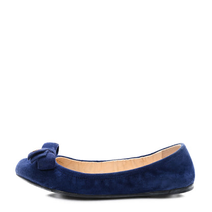 Prada Suede Bow Logo Ballerina Flats 35.5 Blue 1 of 10
