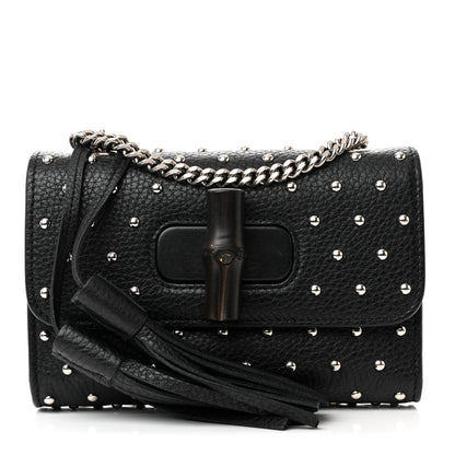 Gucci Calfskin Small Studded Miss Bamboo Shoulder Bag Black 1 of 12