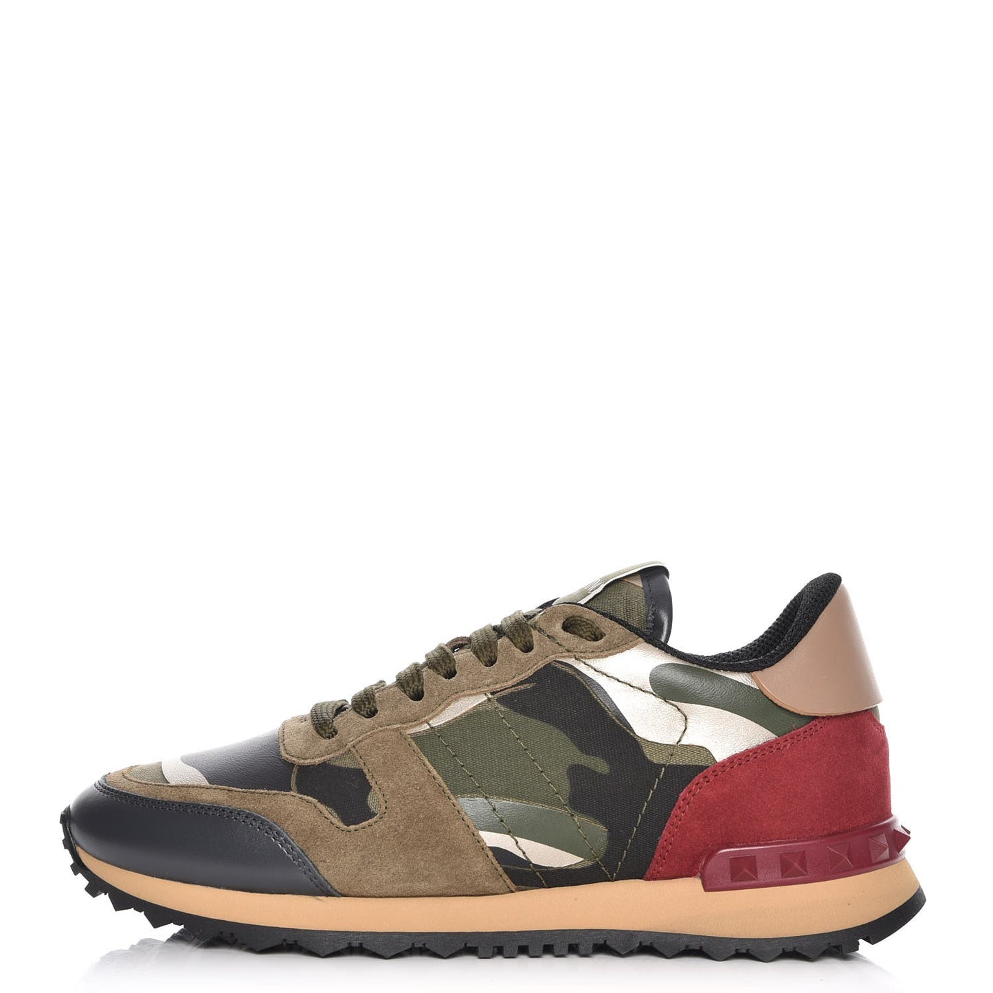 Nappa Fabric Suede Camouflage Womens Rockrunner Sneakers 36.5 Kaki Platine