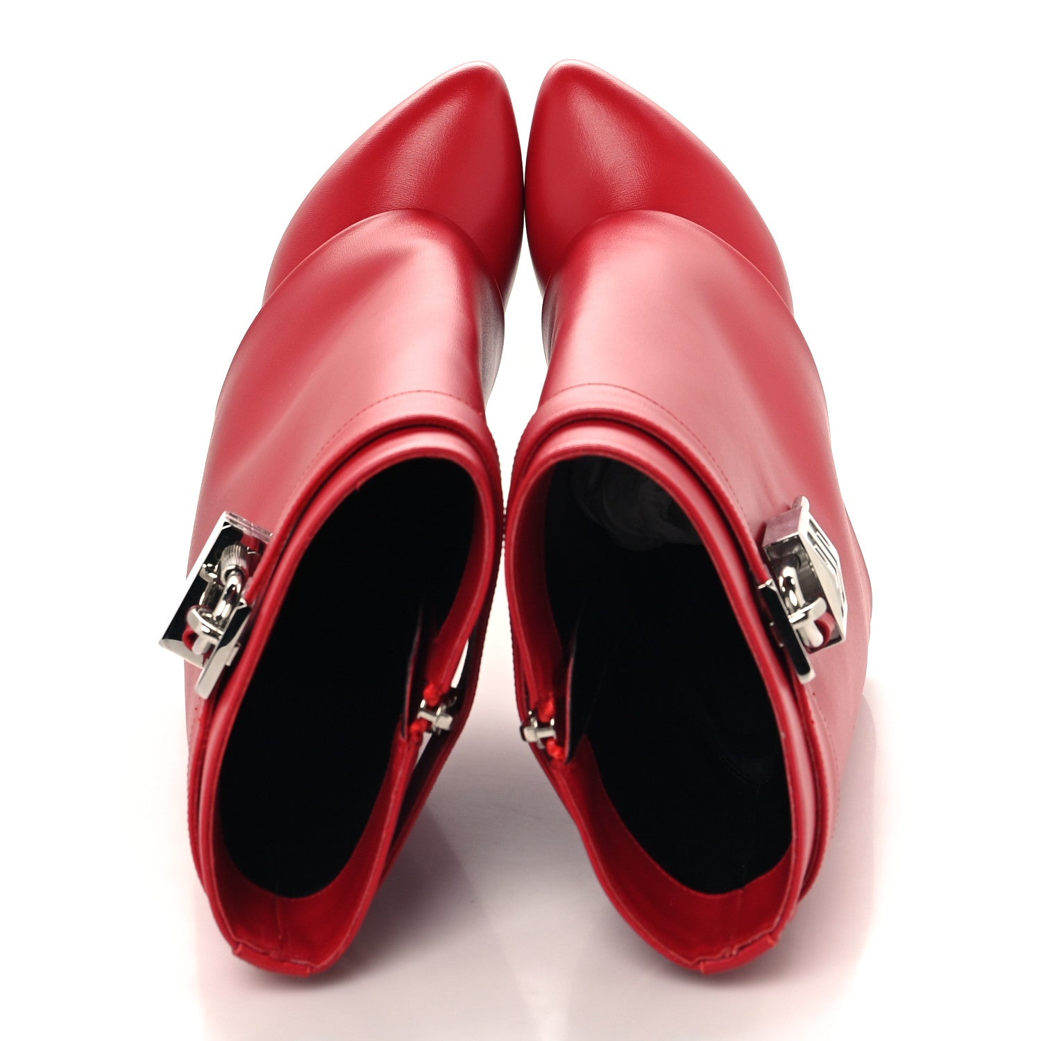 Givenchy Calfskin Shark Lock Ankle Boots 37 Red 2 of 10
