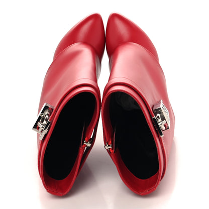 Givenchy Calfskin Shark Lock Ankle Boots 37 Red 2 of 10