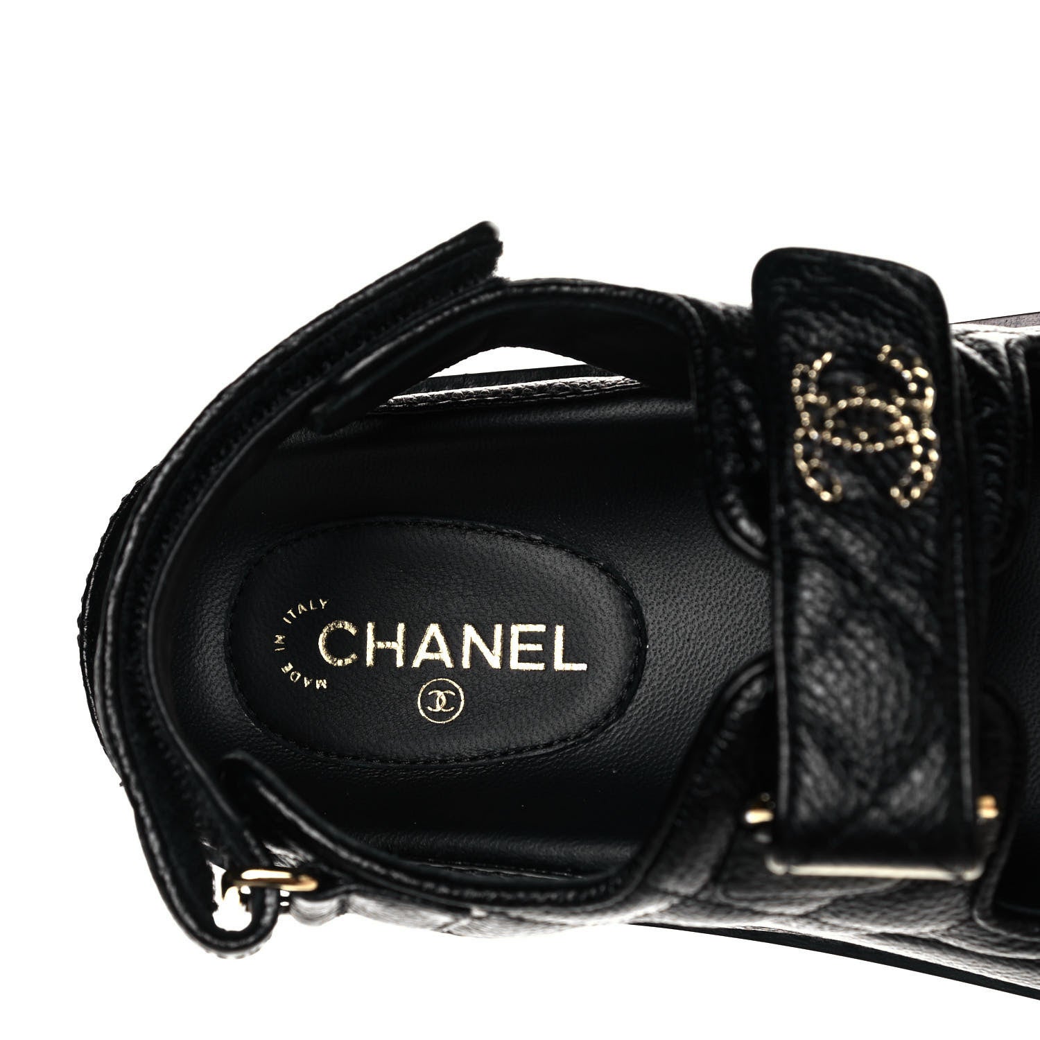 Chanel Grained Calfskin Velcro Dad Sandals 37 Black 8 of 10
