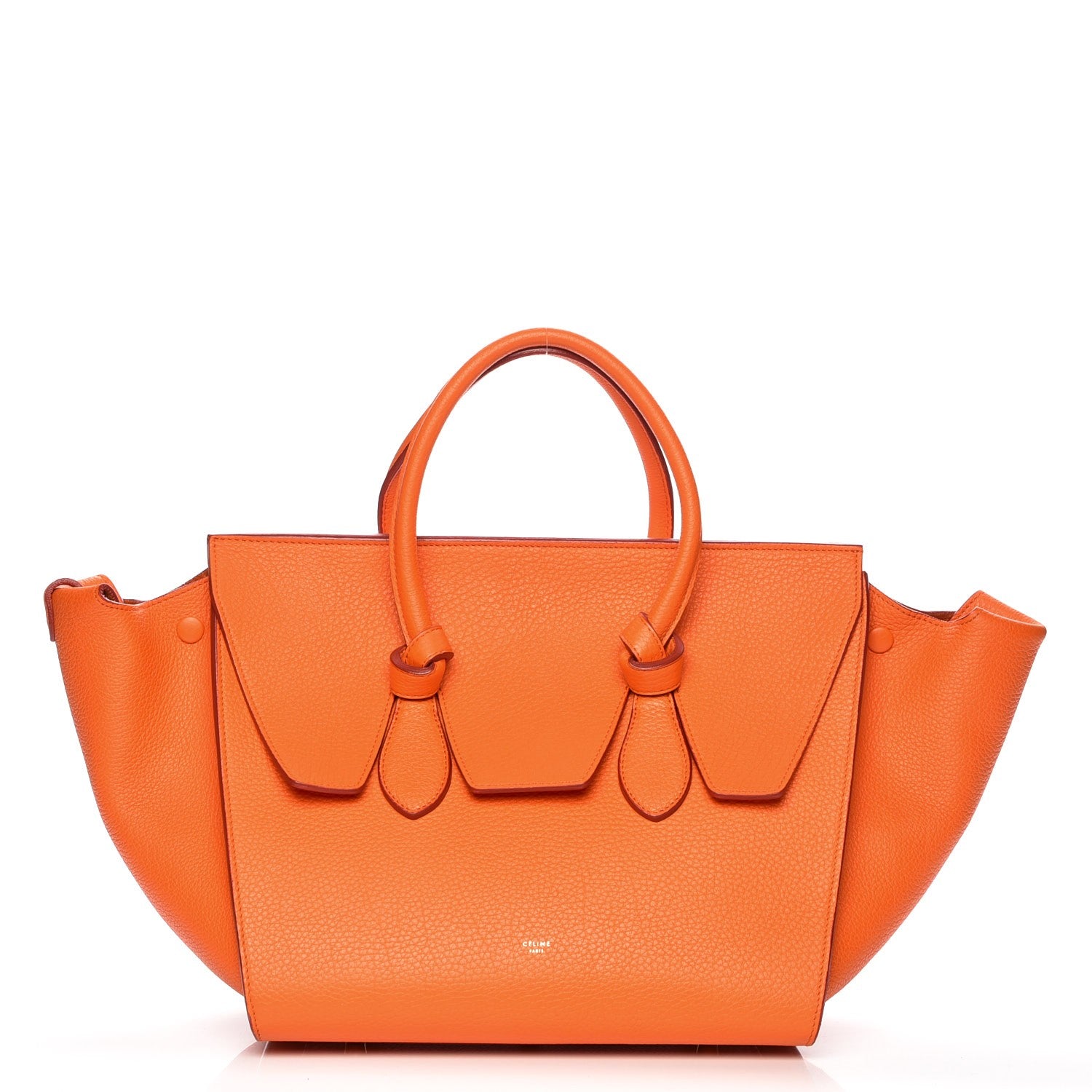Celine Crisped Calfskin Small Tie Knot Tote Bright Orange 1 of 16