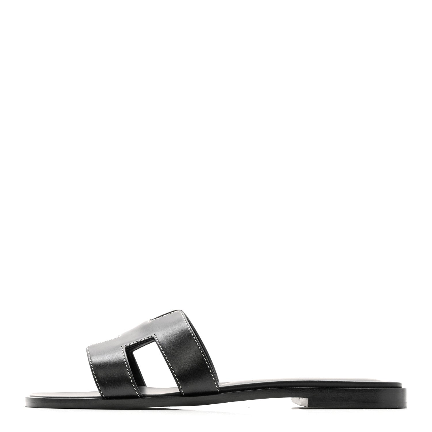 Hermes Box Calfskin Oran Sandals 37 Black 2 of 20